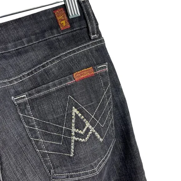 7 For All Mankind "A" Pocket Low Rise Flare Jeans Women's Size 27 U130133U-133U - Picture 9 of 12